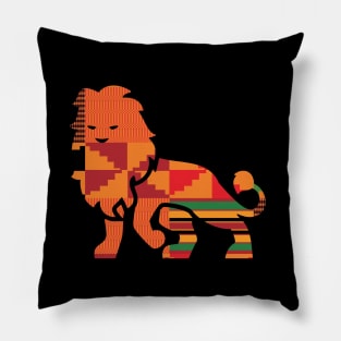 Lion Animal with African Kente Pattern Pillow