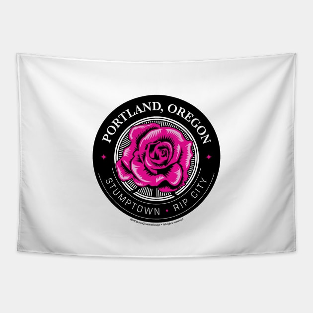 Portland Oregon Rose Design Tapestry by BurchCreativeDesign