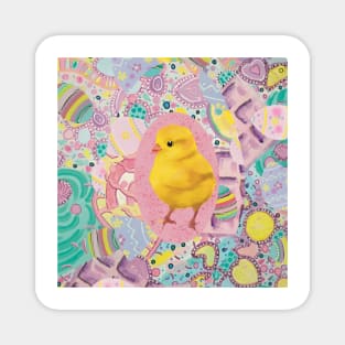 Easter Chick, Fluffy Yellow Baby Chicken Magnet