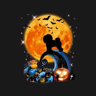 Bichon Frise Moon Cliff Pumpkin Halloween T-Shirt