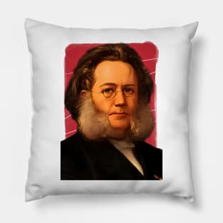 Norwegian playwright Henrik Ibsen Illustration Pillow