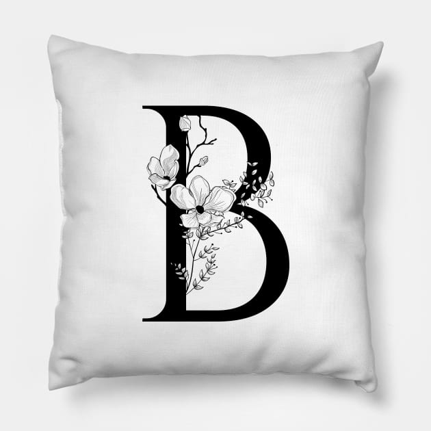 Letter B Monogram - Floral Initial Pillow by ZenNature