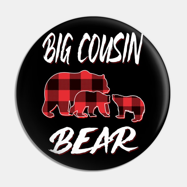 Big Cousin Bear Red Plaid Christmas Pajama Matching Family Gift Pin by intelus