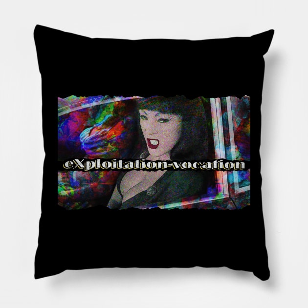 eXploitation-vocation Faster Pussycat Logo Pillow by Exploitation-Vocation