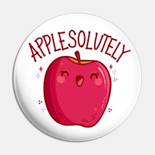 “Applesolutely!” Cute Laughing Apple Pin