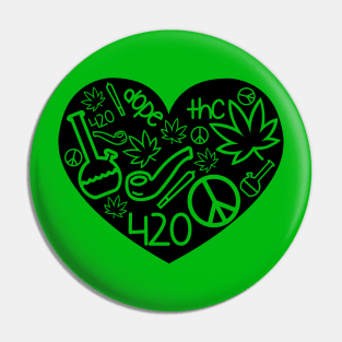 420 Green Heart Pin