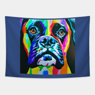 Boxer Dog Rainbow Painting Tapestry
