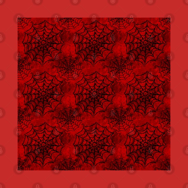 Red Cobweb Round Spider Web Pattern by DeneboArt