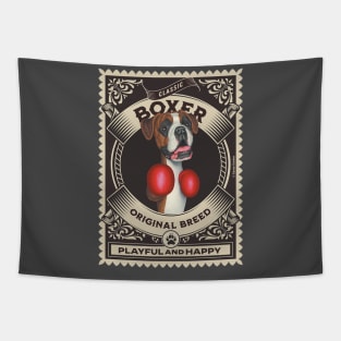 Funny Boxer Dog wearing Boxing Gloves Tapestry