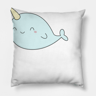 Kawaii Cute Narwhal T-Shirt Pillow