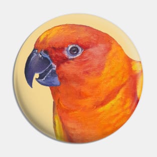 Sun Conure - bird portrait painting Pin