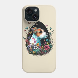 Jack Russell Terrier Easter Egg Silhouette Spring Floral Painting Dog Lover Art Phone Case