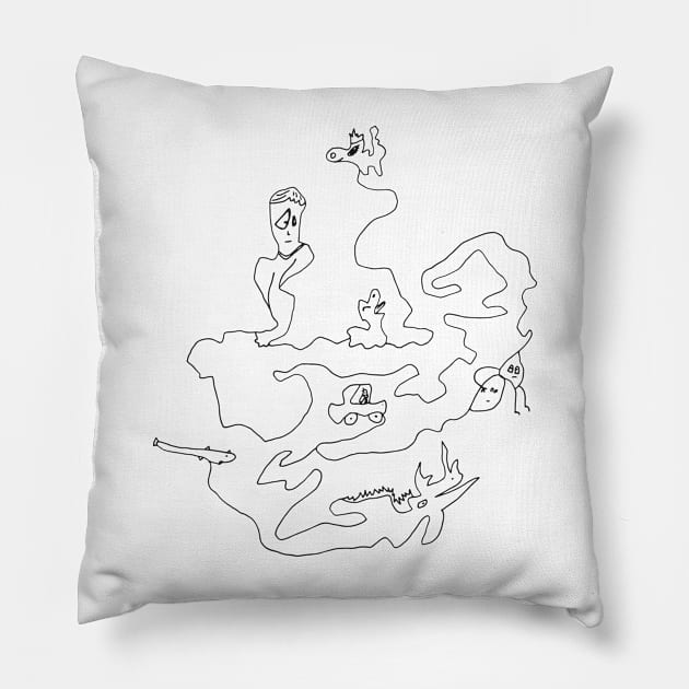 Alone with my monsters Pillow by What_a_Fly!