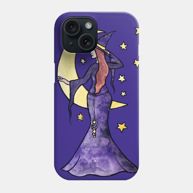 Purple Moon Witch Phone Case by bubbsnugg