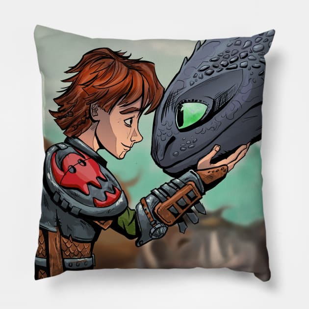 Hiccup and Toothless Friendship Pillow by inhonoredglory