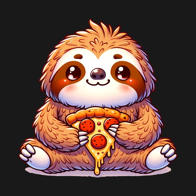 Cute Sloth with a Slice of Pizza by dukito