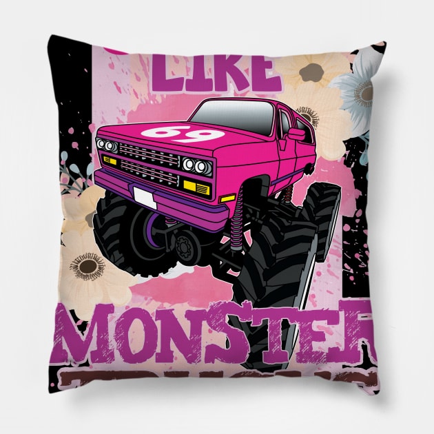 'Girls Like Monster Trucks Too' Awesome Truck Gift Pillow by ourwackyhome