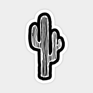 Cactus Doodle White Magnet