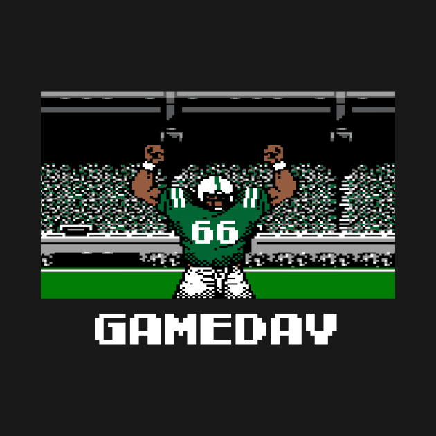 Green and White Football Gameday Retro 8 Bit Linebacker by SLAG_Creative