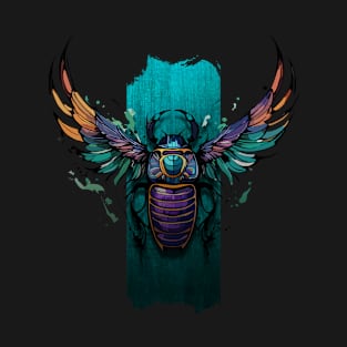 Celestial Guardian: Winged Scarab Elegance T-Shirt