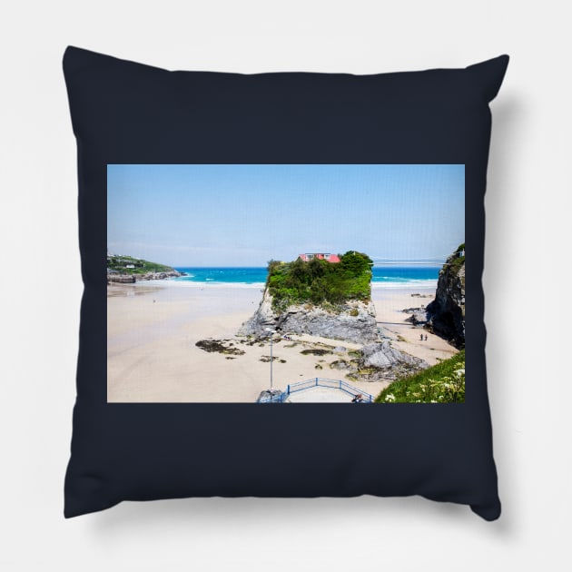The Island aka The House In The Sea Newquay, Cornwall Pillow by tommysphotos