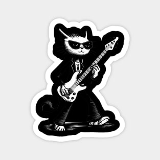 Funny Guitar Cat Rock Sunglasses Cat Playing Guitar Cool Cat Magnet