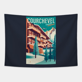 A Vintage Travel Art of Courchevel - France Tapestry