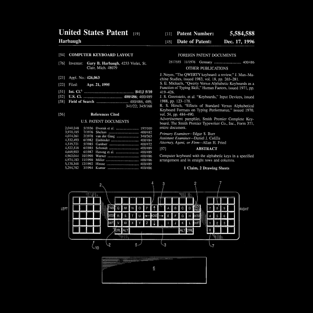 Computer Keyboard Patent Blueprint Harbaugh by Rebus28