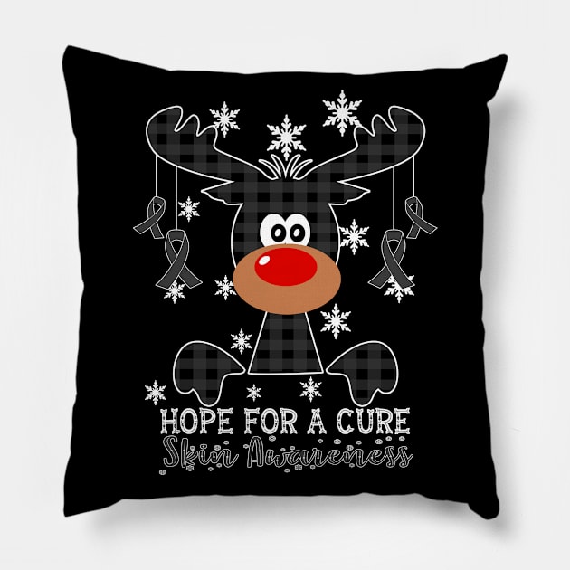 Reindeer Hope For A Cure Skin Awareness Christmas Pillow by HomerNewbergereq