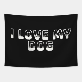 I love My Dog Video Game Graphic White Tapestry