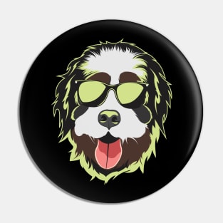 Bernedoodle Face Neon Light Color Pin