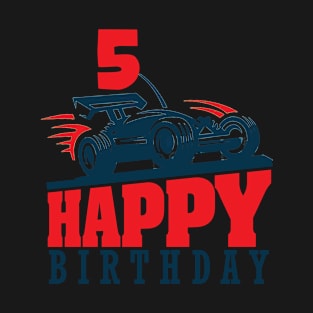 Kids th fifth  five years old happy birthday race car T-Shirt