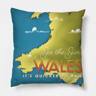 Wales map travel poster Pillow