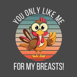 You Only Like Me For My Breasts Funny Turkey Thanksgiving T-Shirt