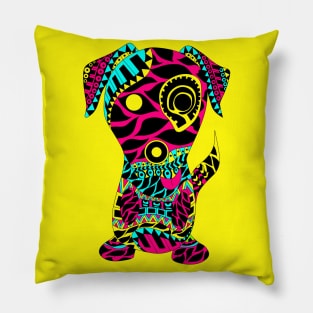 dog with tattoo in mexican mandala ecopop Pillow