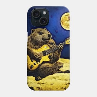 watercolor yellow groundhog playing guitar Phone Case