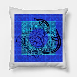 Zentangle in Blue Pillow