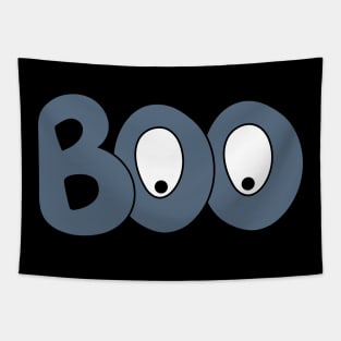 BOO text art cartoon eyes blue bubble letters Tapestry