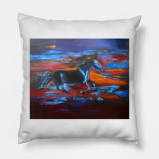 Black Horse Pillow