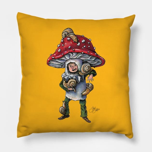 The Mushroom Kid Pillow by JaxDavArts