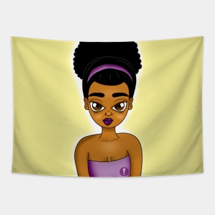 Brown skin girl, beautiful digital art illustrating Tapestry