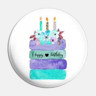 Happy Birthday blue cake Pin