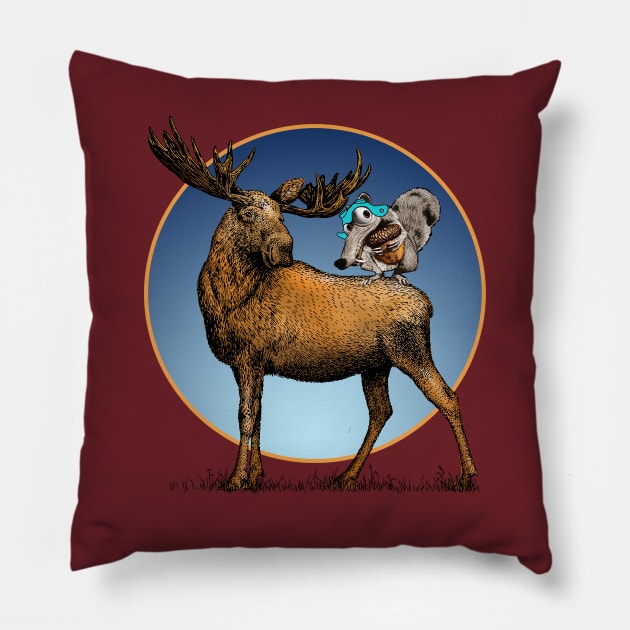 Moose and Squirrel Pillow by theDarkarts