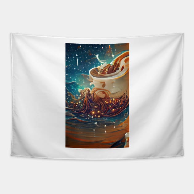 The Coffee Starry Teal ocean| starry night Tapestry by PsychicLove