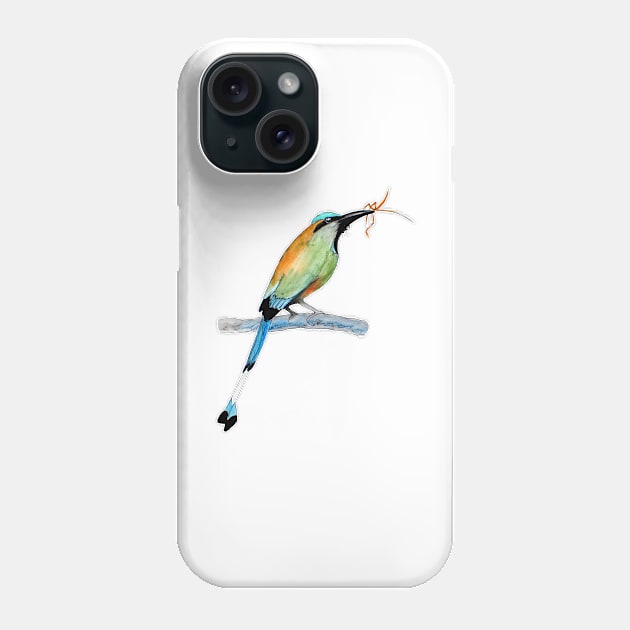 Blue Crowned Motmot Painting Phone Case by julyperson