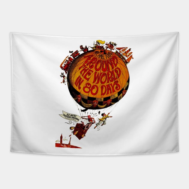 Around the World in 80 Days Movie Poster Tapestry by MovieFunTime