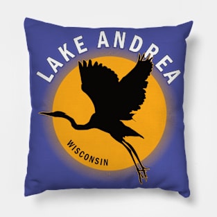 Lake Andrea in Wisconsin Heron Sunrise Pillow