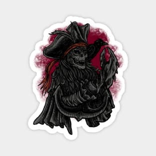 Skull pirate with claw hands crab crow friends Magnet