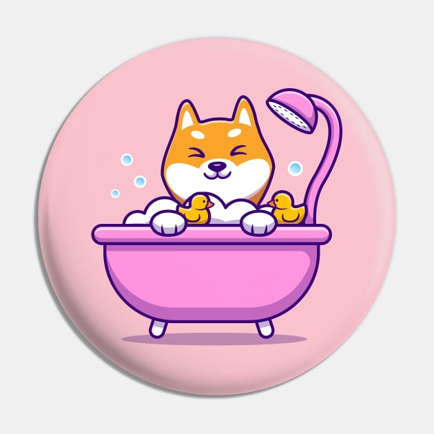 Cute Shiba Inu Bathing Pin by Catalyst Labs