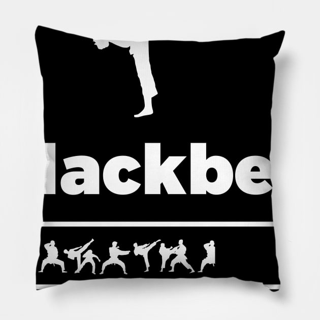 Black Belt Loading Karate Judo Martial Arts Pillow by petervanderwalk